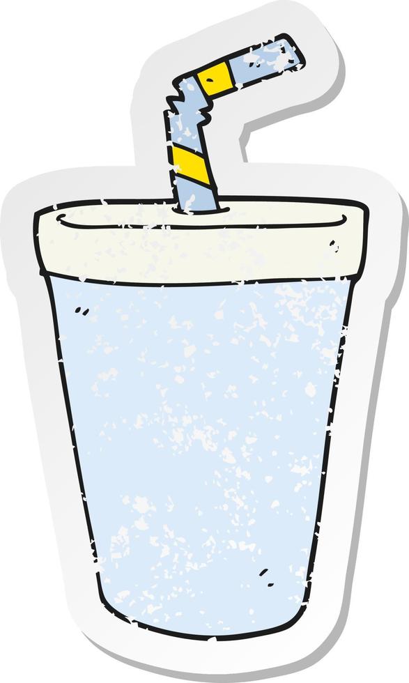 retro distressed sticker of a cartoon soda vector