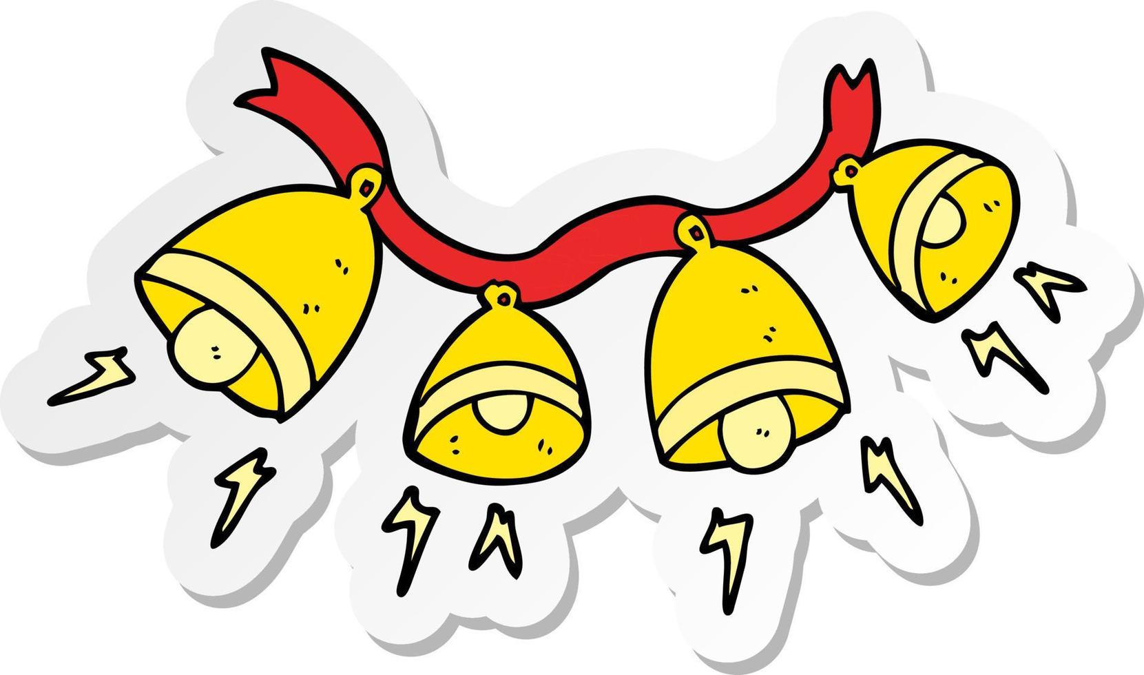 sticker of a cartoon jingle bells vector