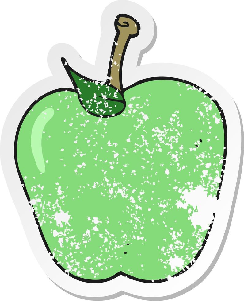 retro distressed sticker of a cartoon apple vector