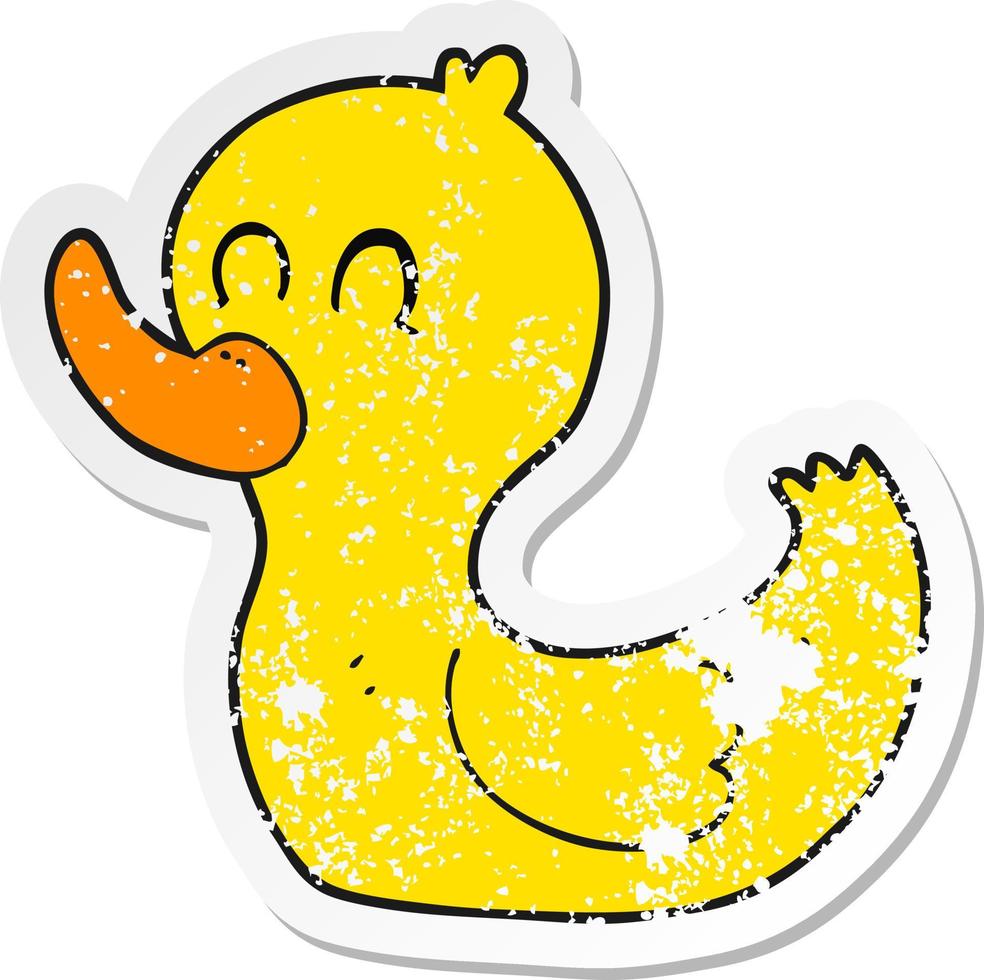 pegatina retro angustiada de un pato lindo de dibujos animados vector