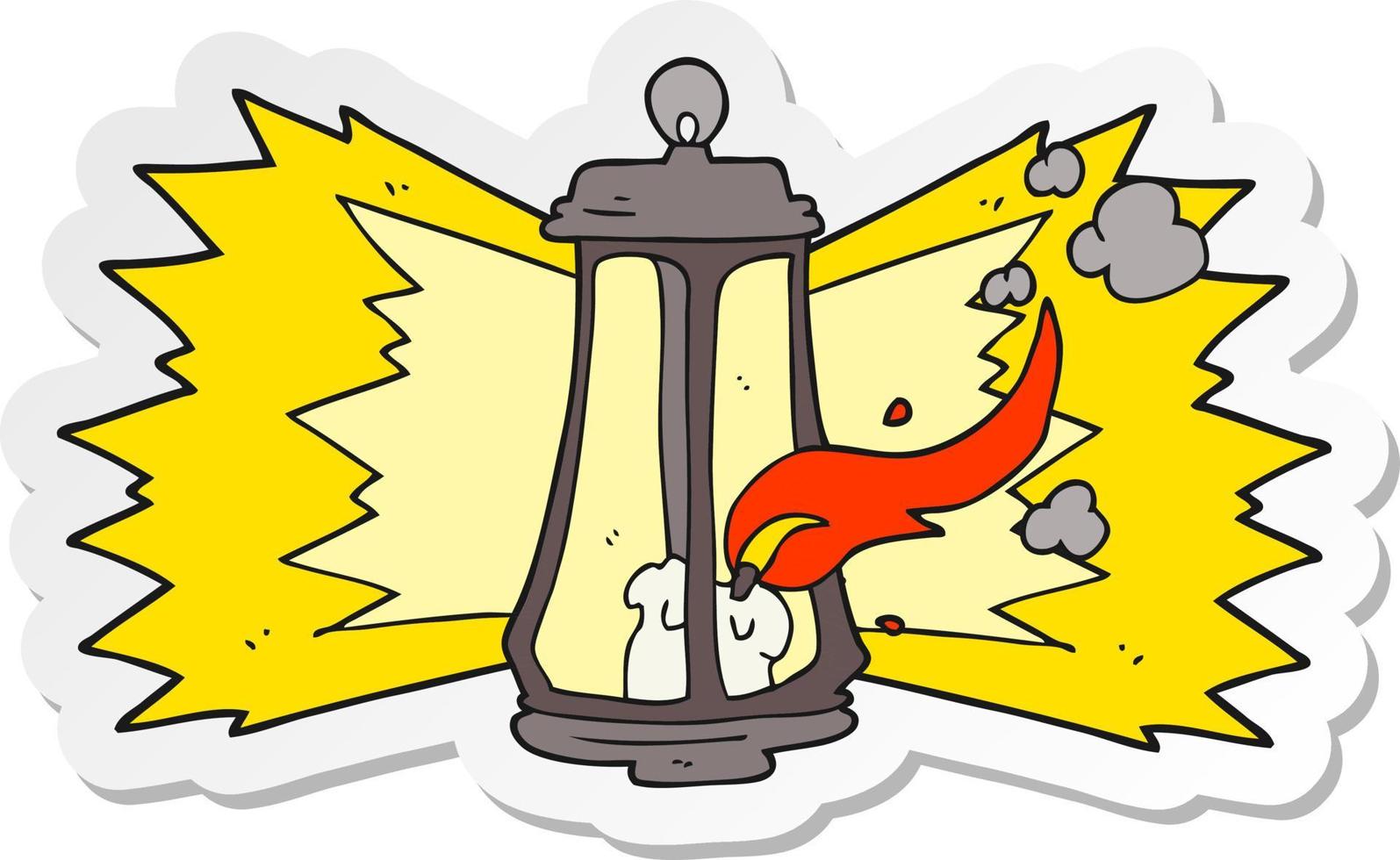 sticker of a cartoon spooky lantern vector