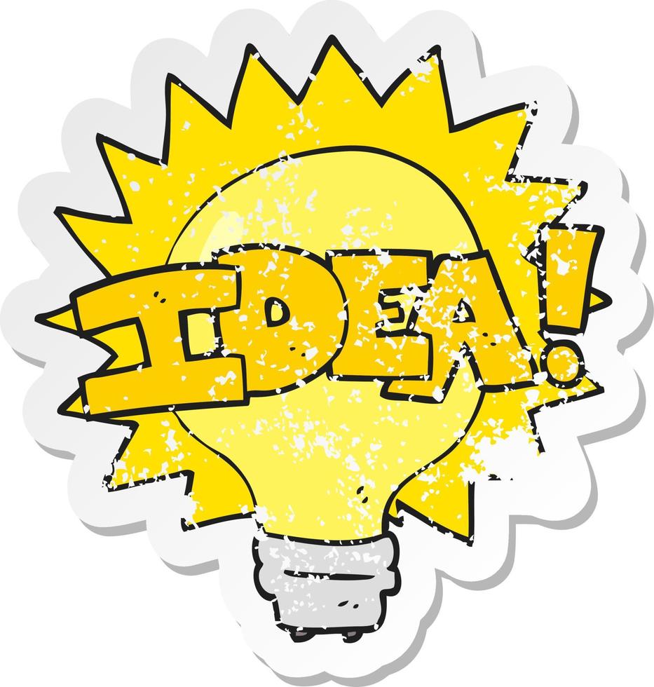 retro distressed sticker of a cartoon idea light bulb symbol vector