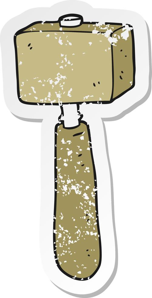 retro distressed sticker of a cartoon mallet vector