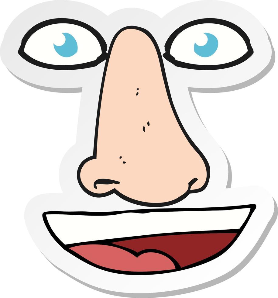 sticker of a cartoon facial features vector