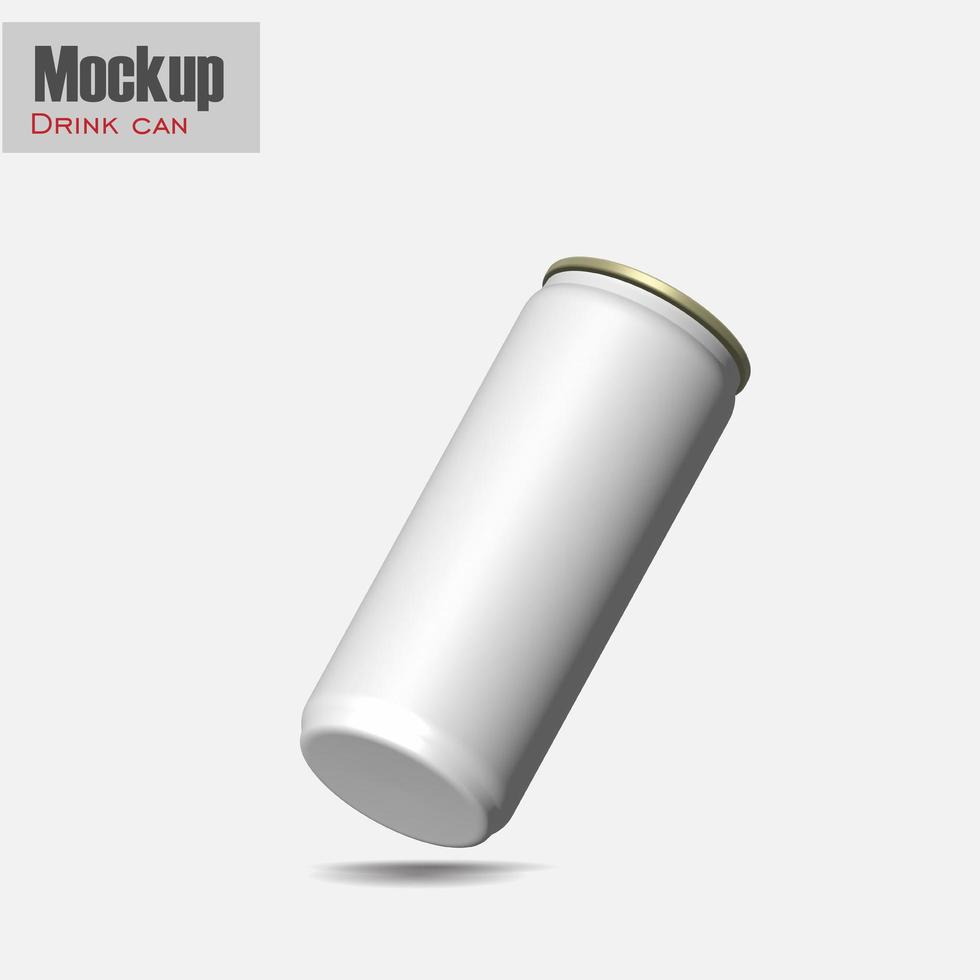 White soda can isolated from the background. 3d rendering.Empty white aluminum can with beverage on white background with clipping path, Mockup for design. photo
