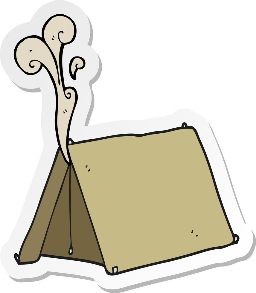 sticker of a cartoon old smelly tent vector