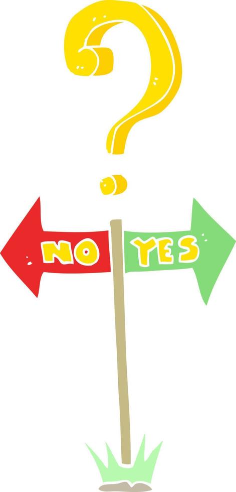flat color illustration of a cartoon yes and no sign vector