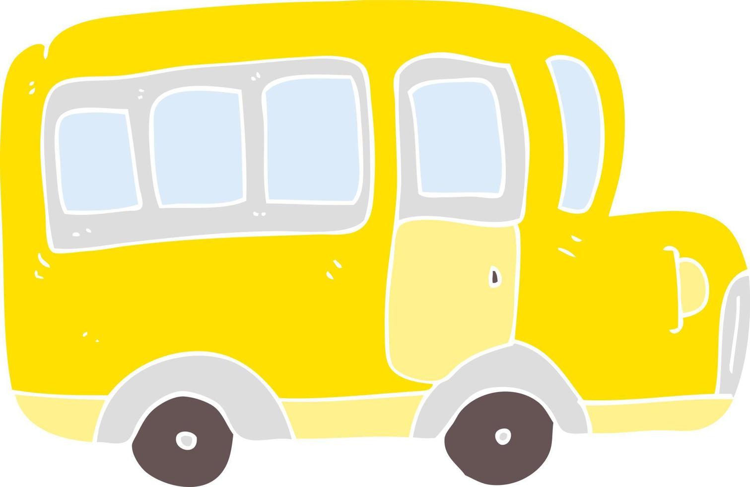 ilustración de color plano de un autobús escolar amarillo de dibujos animados vector