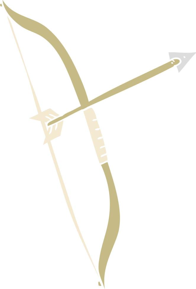 flat color illustration of a cartoon bow and arrow vector