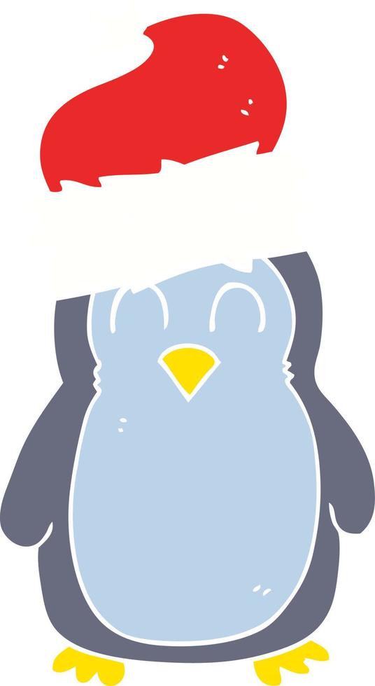 flat color illustration of a cartoon penguin vector