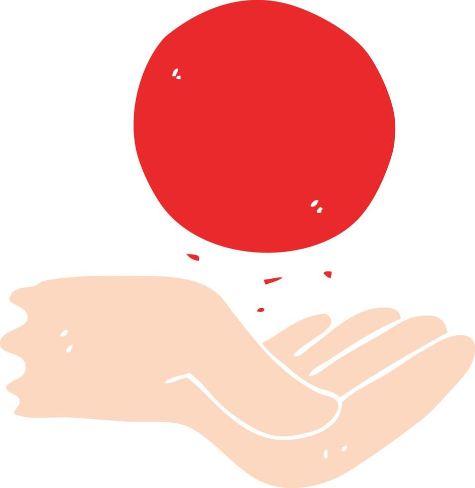 flat color illustration of a cartoon hand throwing ball vector