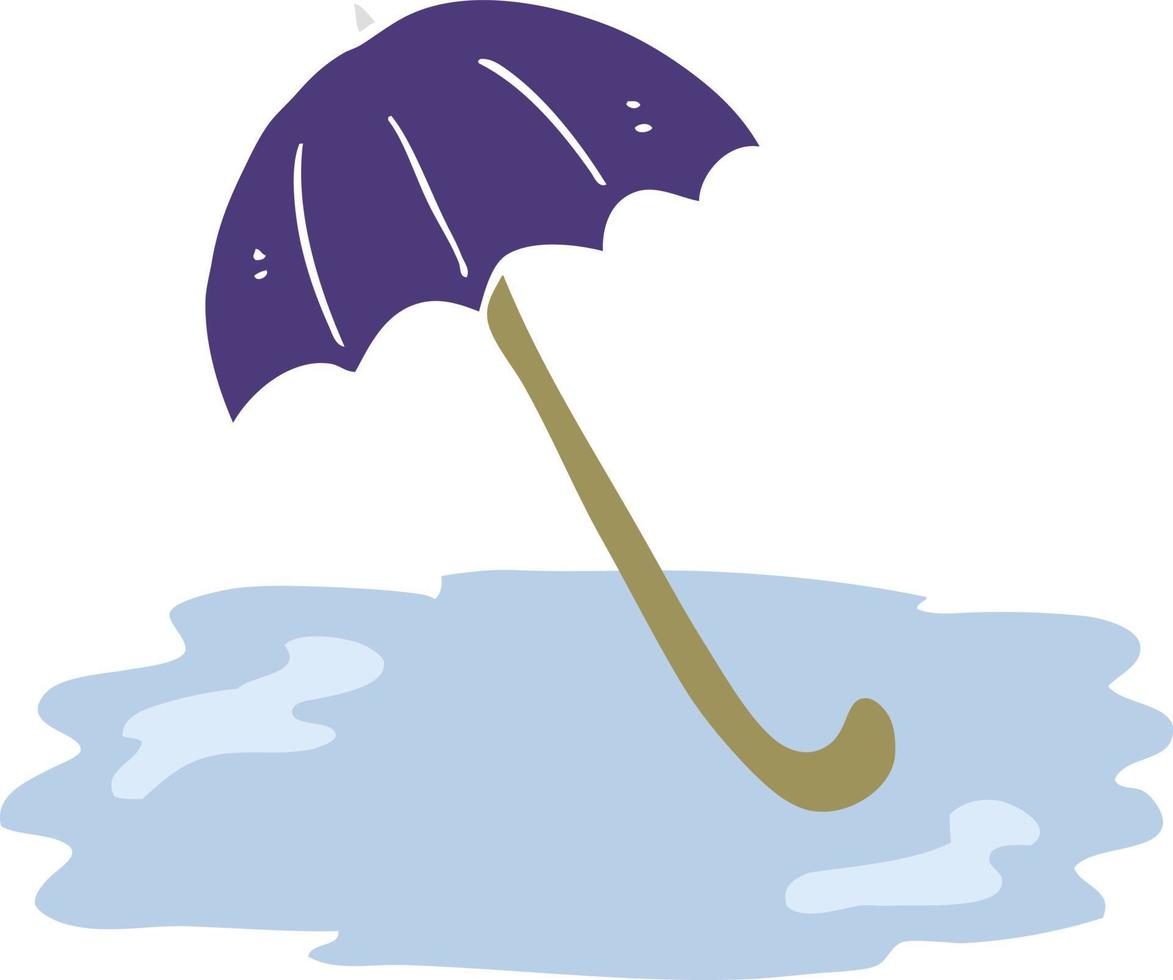 flat color illustration of a cartoon wet umbrella vector