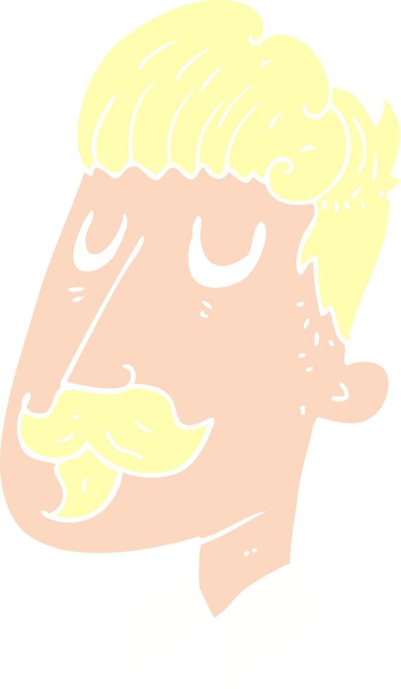 flat color illustration of a cartoon man with mustache vector