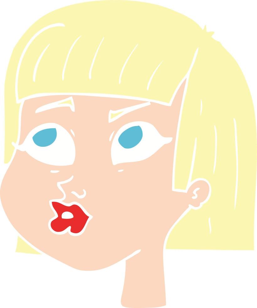 flat color illustration of a cartoon female face vector