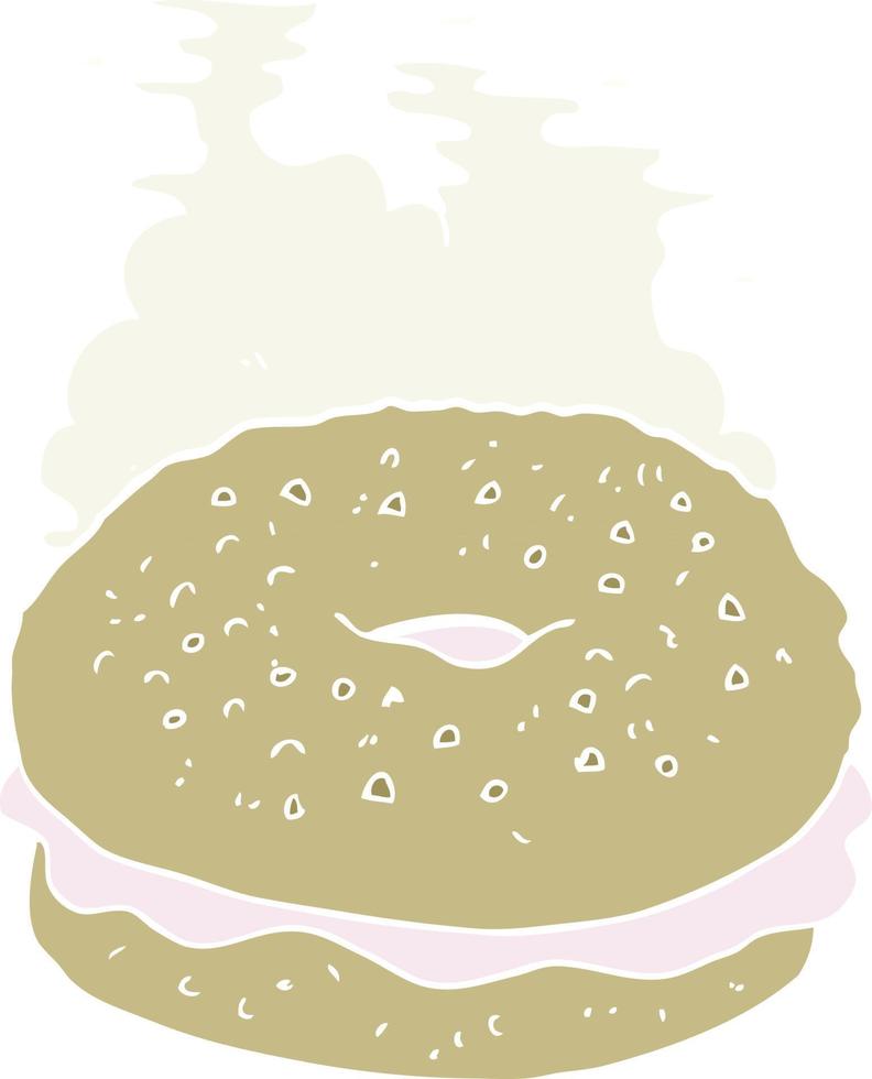 ilustración de color plano de un bagel de dibujos animados vector