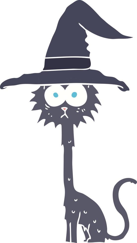 flat color illustration of a cartoon halloween cat vector