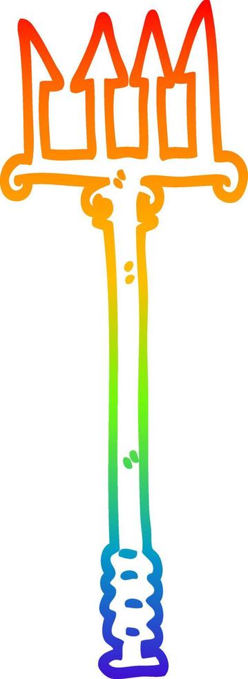 rainbow gradient line drawing cartoon pitchfork vector