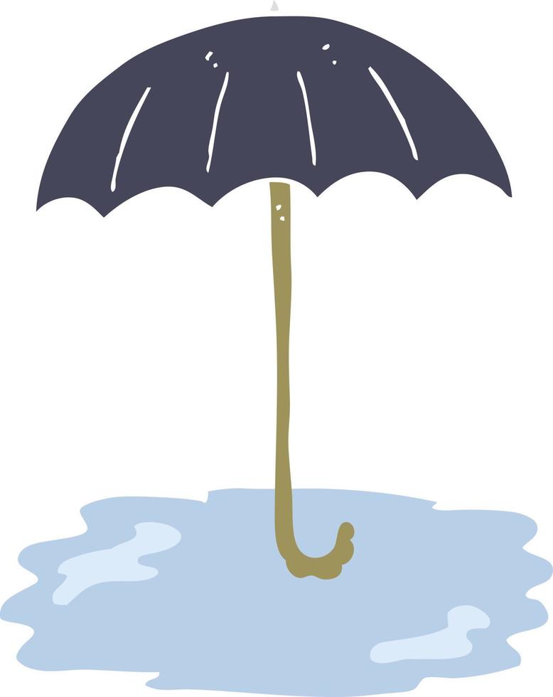 ilustración de color plano de un paraguas mojado de dibujos animados vector
