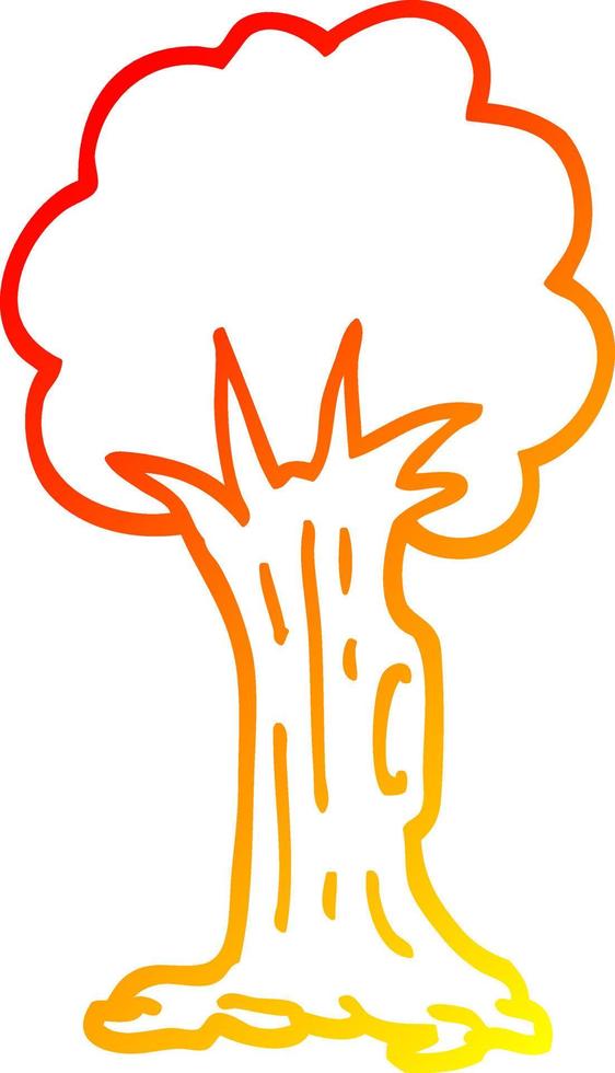 warm gradient line drawing cartoon tree vector