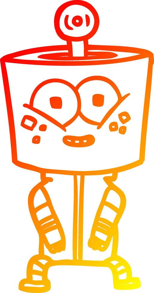 dibujo lineal de gradiente cálido robot de dibujos animados feliz vector