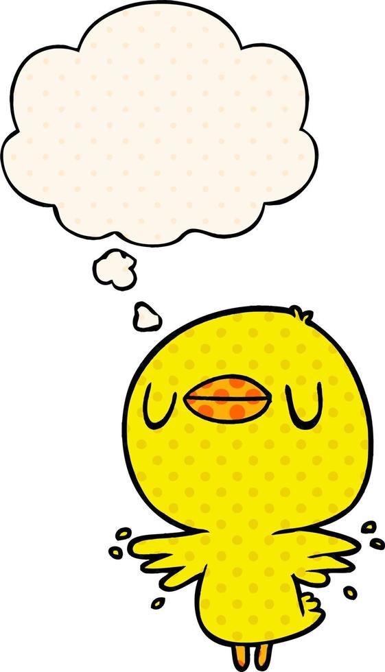 cartoon chick flapping wings and thought bubble in comic book style vector