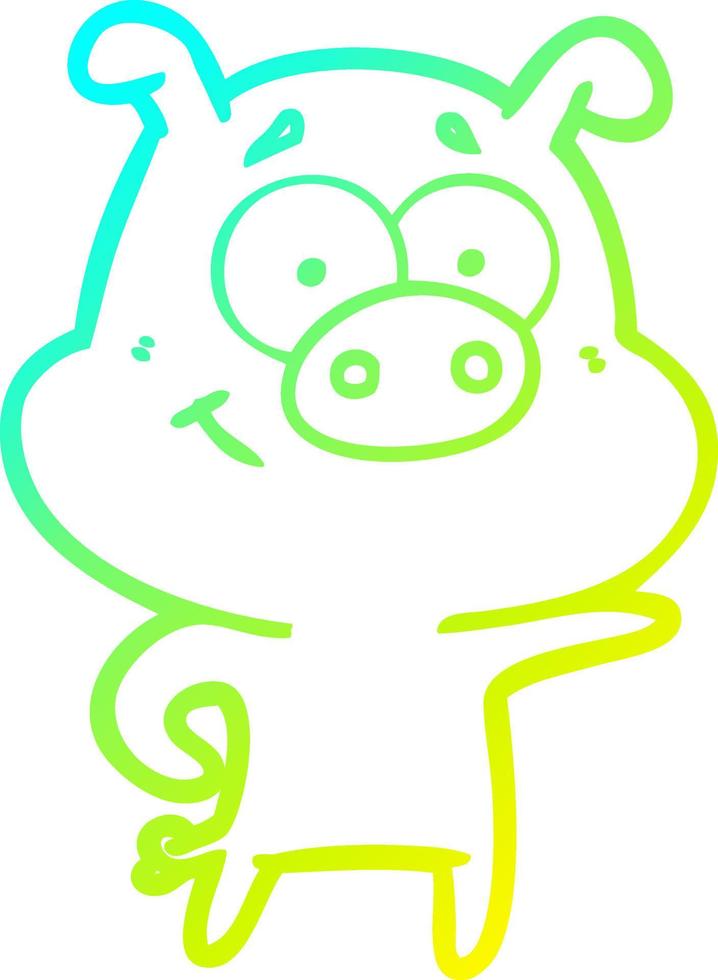 cold gradient line drawing cartoon pig pointing vector