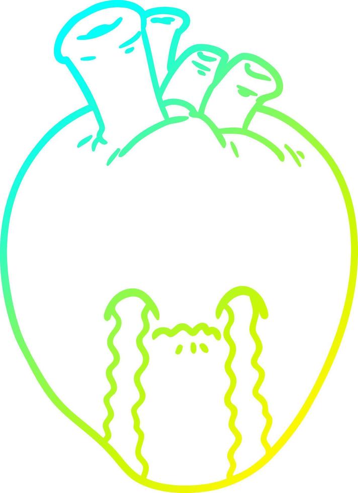 cold gradient line drawing cartoon heart vector