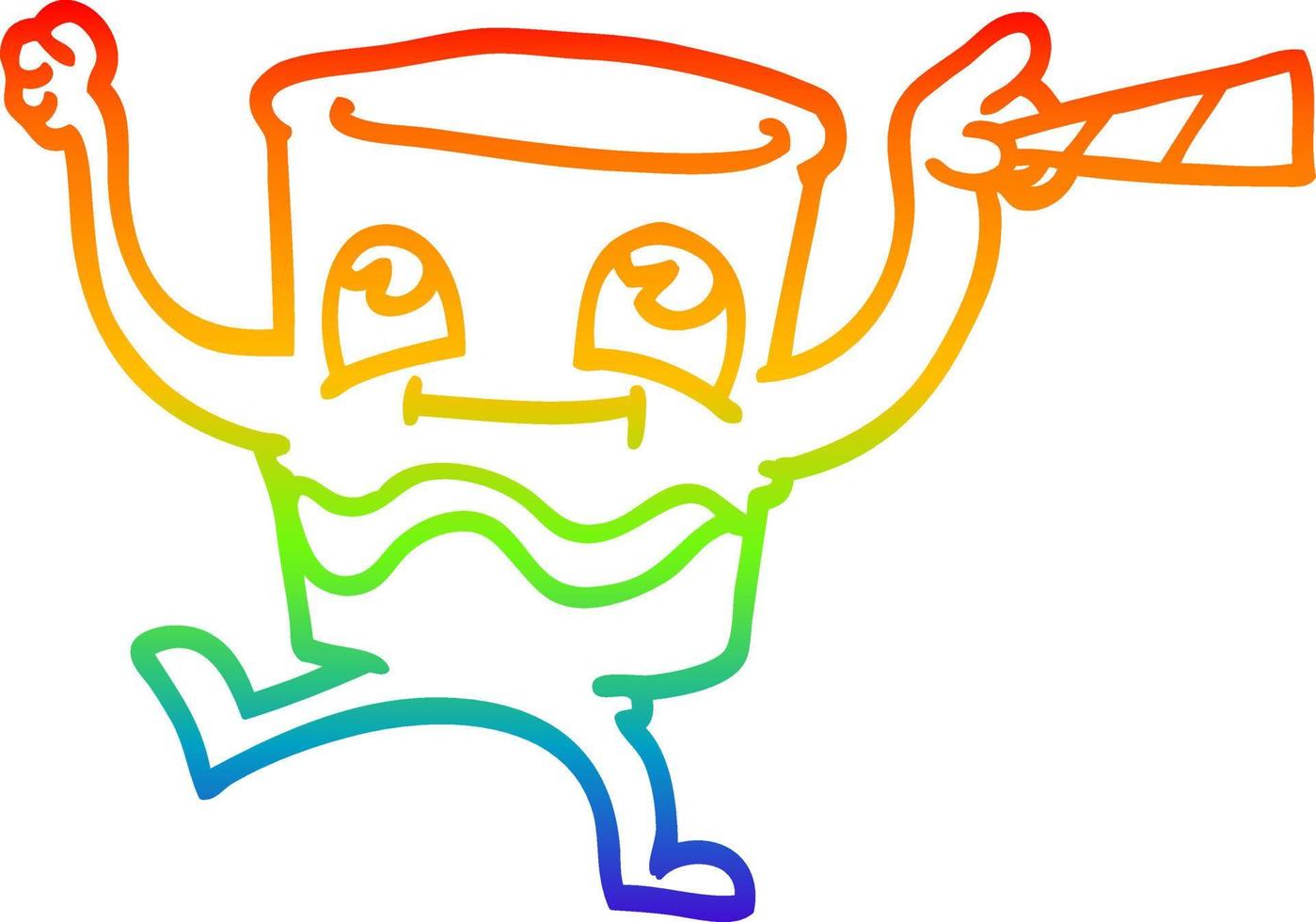 vaso de whisky de dibujos animados de dibujo de línea de gradiente de arco iris vector