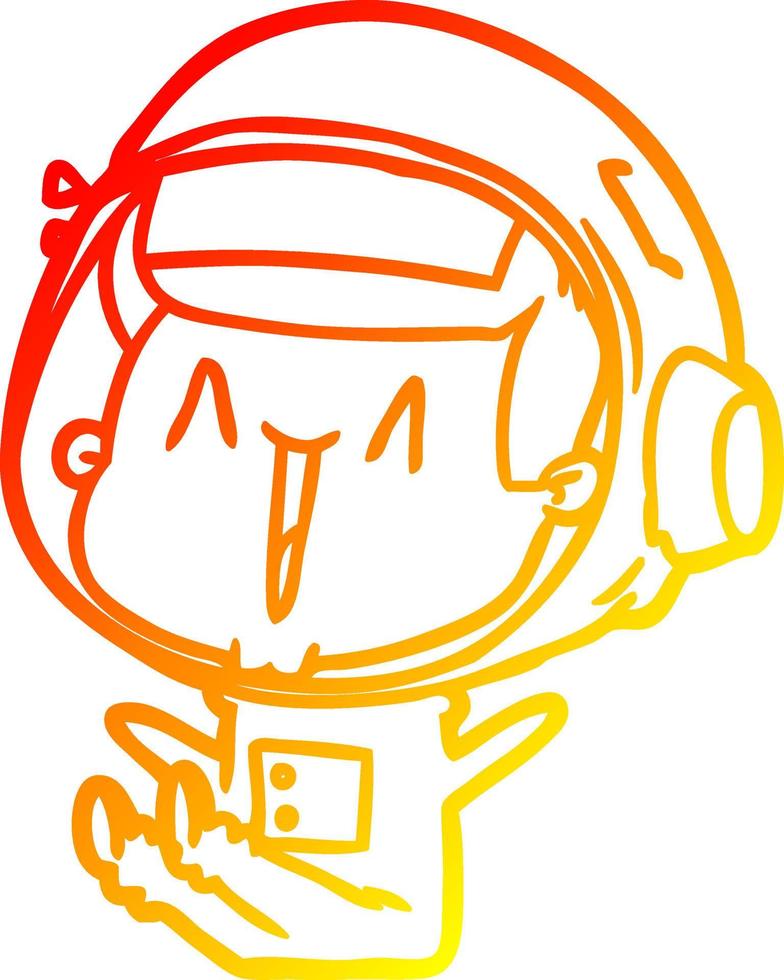 warm gradient line drawing happy cartoon astronaut sitting vector