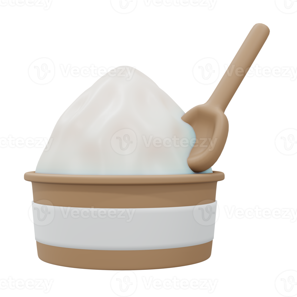 3D Rendering to go cup of milk  ice cream soft ice isolated on white. 3d render cartoon style. png