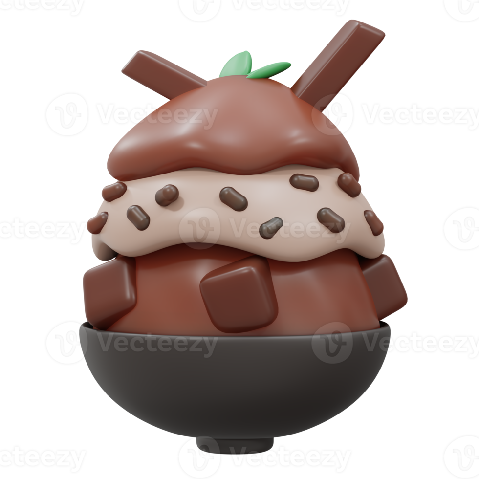 rendu 3d au chocolat bingsu png