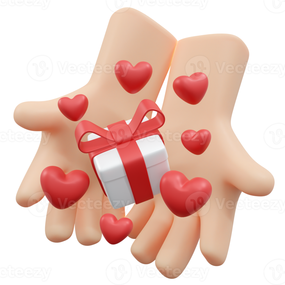 Hand Holding gift isolated on background 3d render png