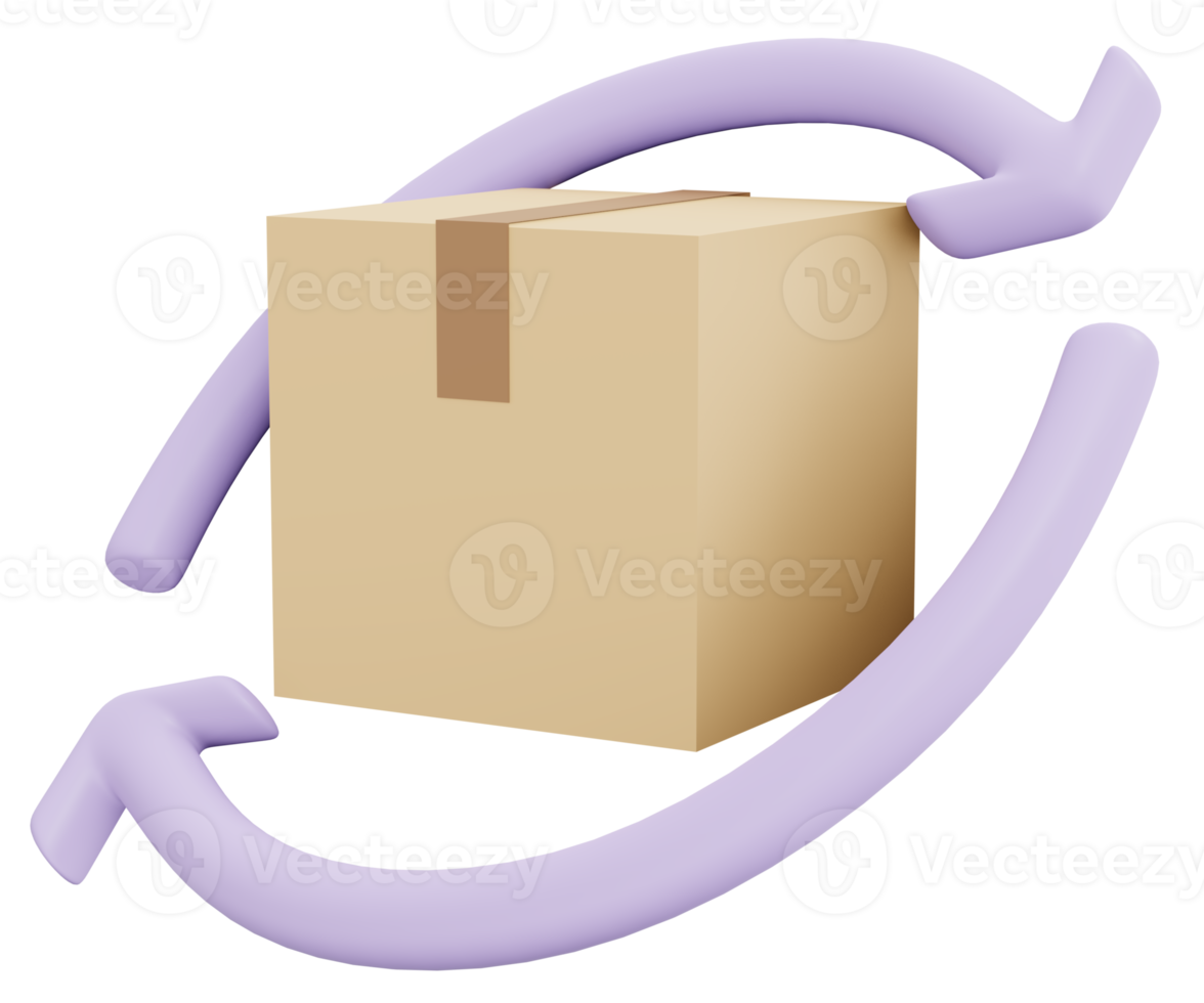 Box-Symbol Versand 3D-Render auf Hintergrund isoliert png