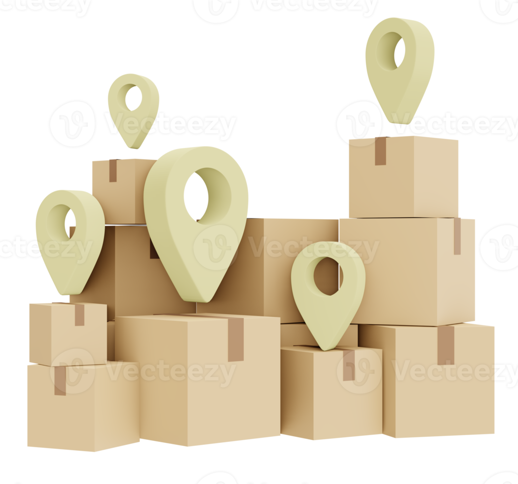 Box package icon shipping 3d render isolated on background png