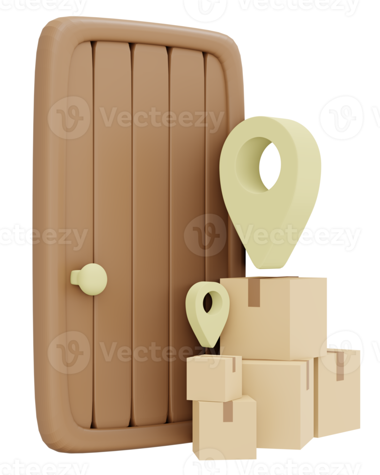 Package arrived at door icon shipping business  3d render isolated on background png