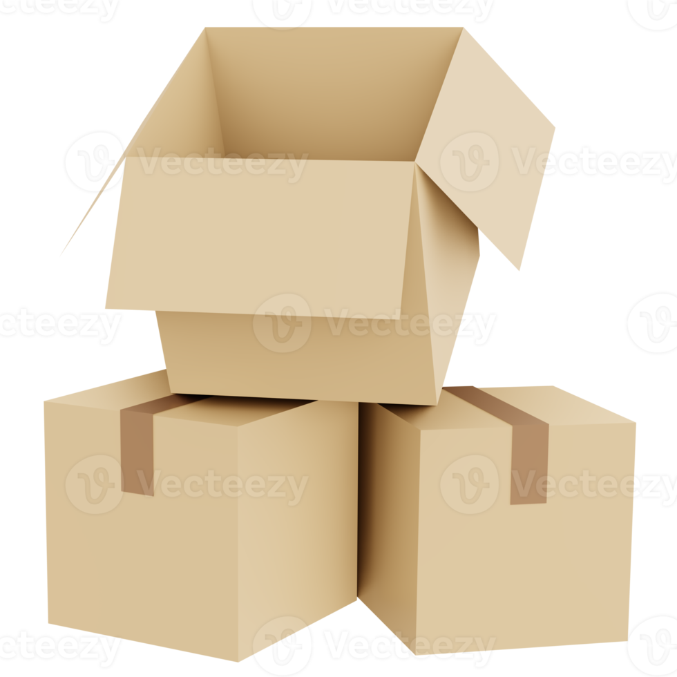 Box package icon shipping 3d render isolated on background png