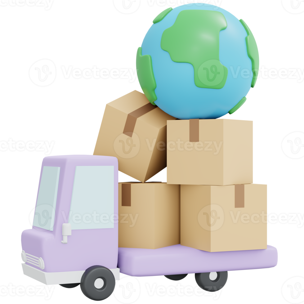 Worldwide icon shipping business 3d render isolated on background png