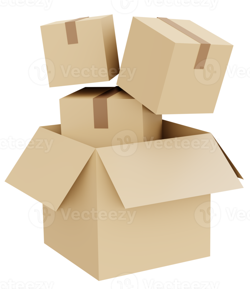 Box package icon shipping 3d render isolated on background png