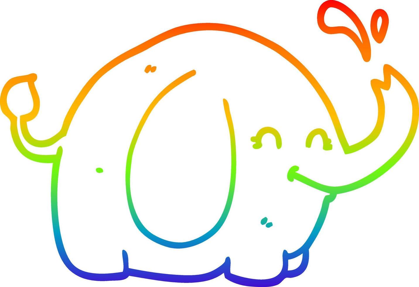 elefante de dibujos animados de dibujo de línea de gradiente de arco iris vector