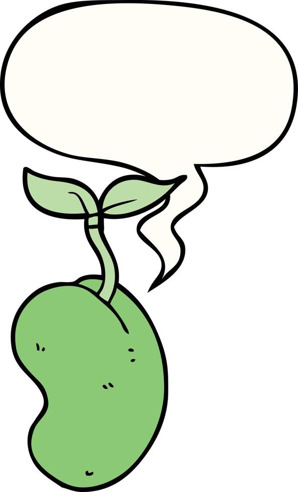 cartoon sprouting seed and speech bubble vector