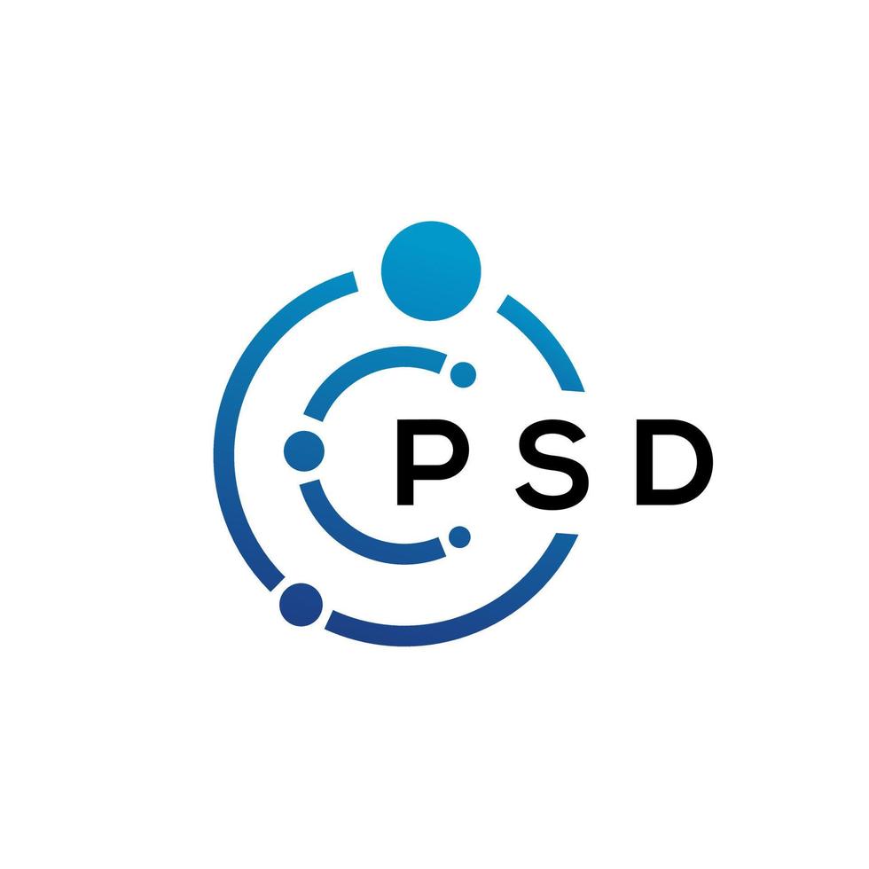 PSD letter technology logo design on white background. PSD creative initials letter IT logo concept. PSD letter design. vector