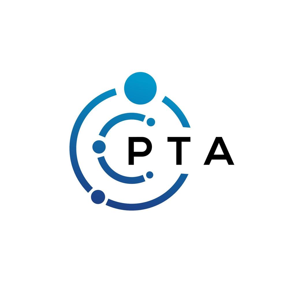 diseño de logotipo de tecnología de letra pta sobre fondo blanco. pta iniciales creativas letra concepto de logotipo. diseño de letra pta. vector