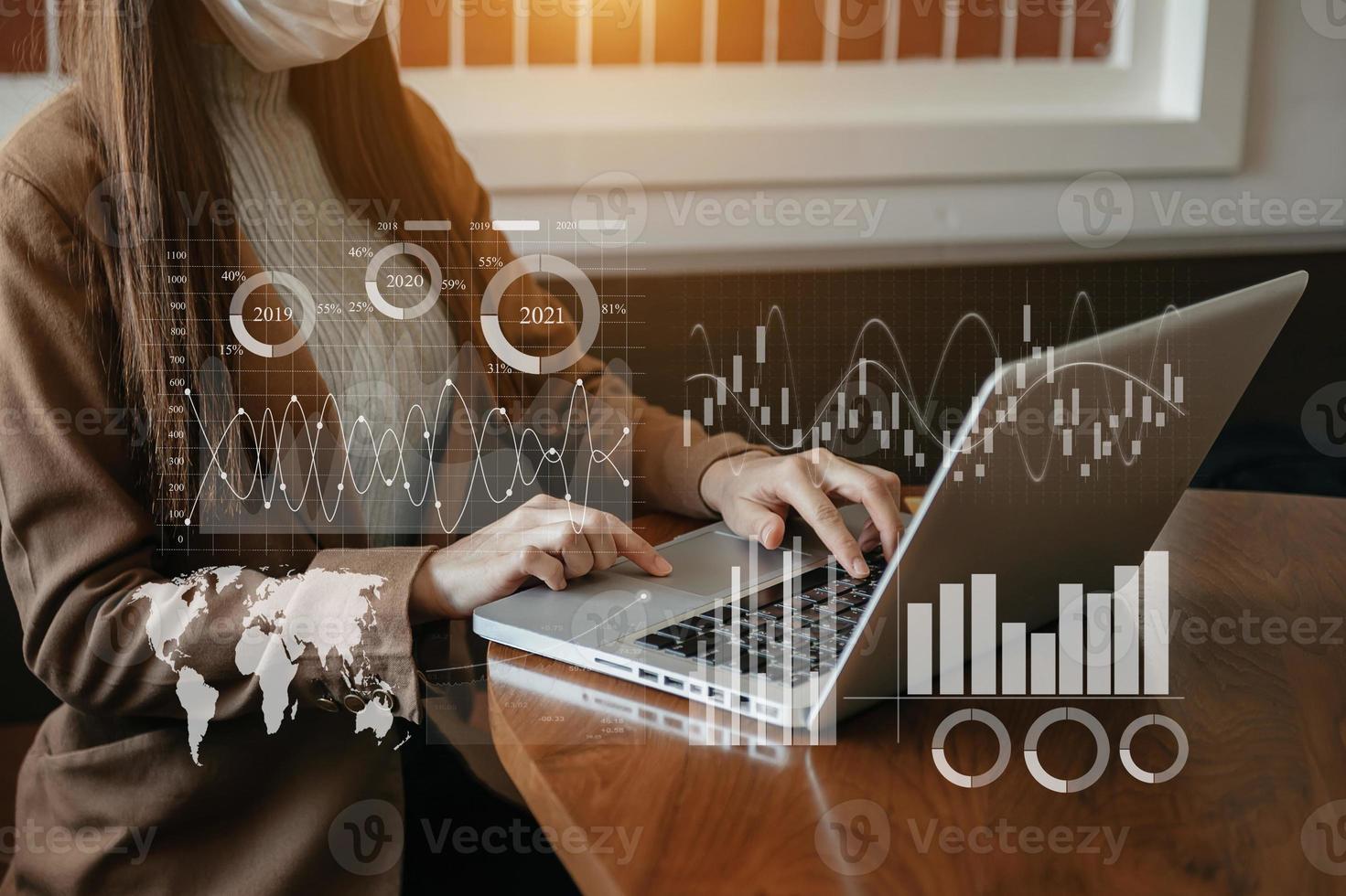 business operations balance sheet  working with laptop computer, tablet and smart phone in office photo