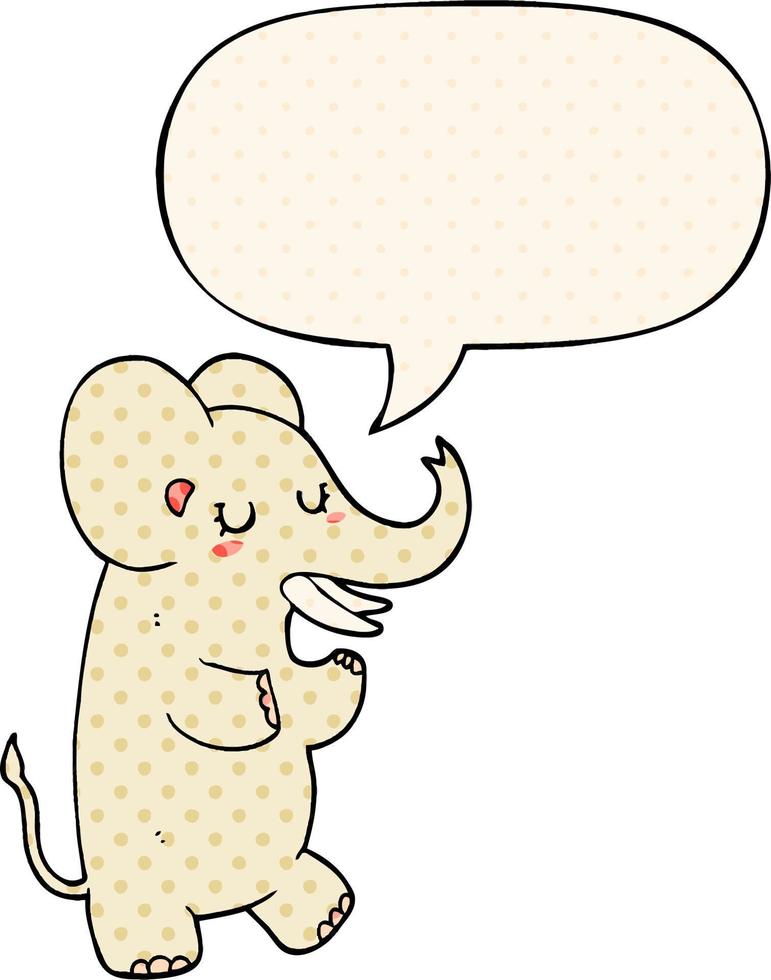 cartoon elephant and speech bubble in comic book style vector