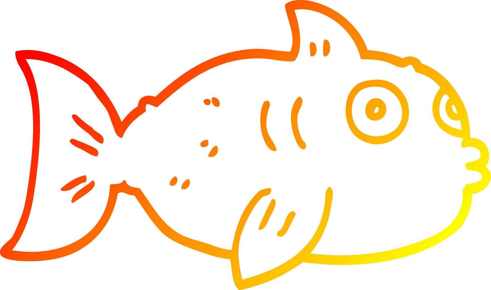 warm gradient line drawing cartoon fish vector