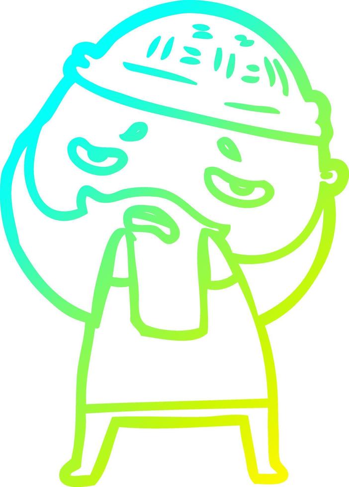 cold gradient line drawing cartoon worried man with beard vector