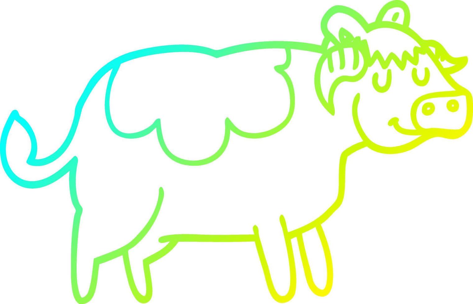 cold gradient line drawing cartoon cow vector