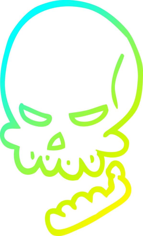 cold gradient line drawing cartoon halloween skull vector