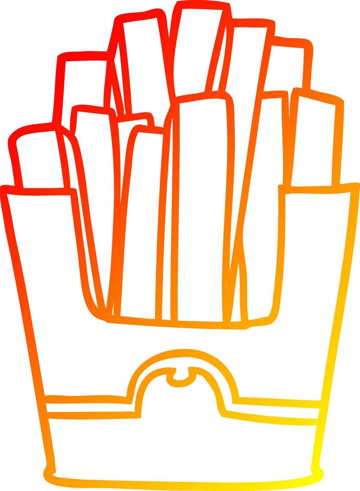 warm gradient line drawing junk food fries vector