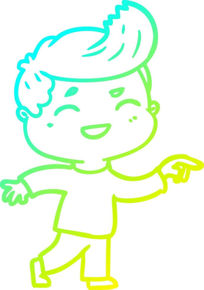 cold gradient line drawing cartoon man laughing vector